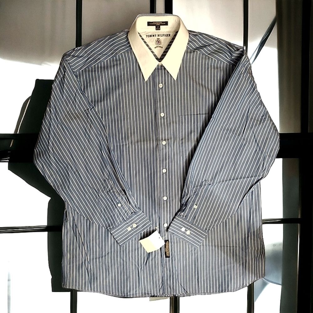 90s Tommy Hilfiger VTG Size 17 - 34/35 Long Sleeve Button Up Dress Shirt NWT
